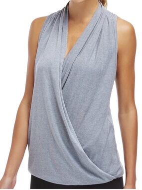 Fabletics Light Gray Sleeveless Wrap Athletic Tank size XS yoga workout